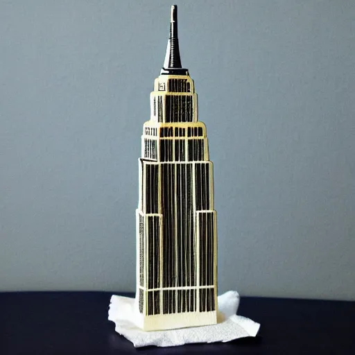 Image similar to empire state building surrounded in paper towel
