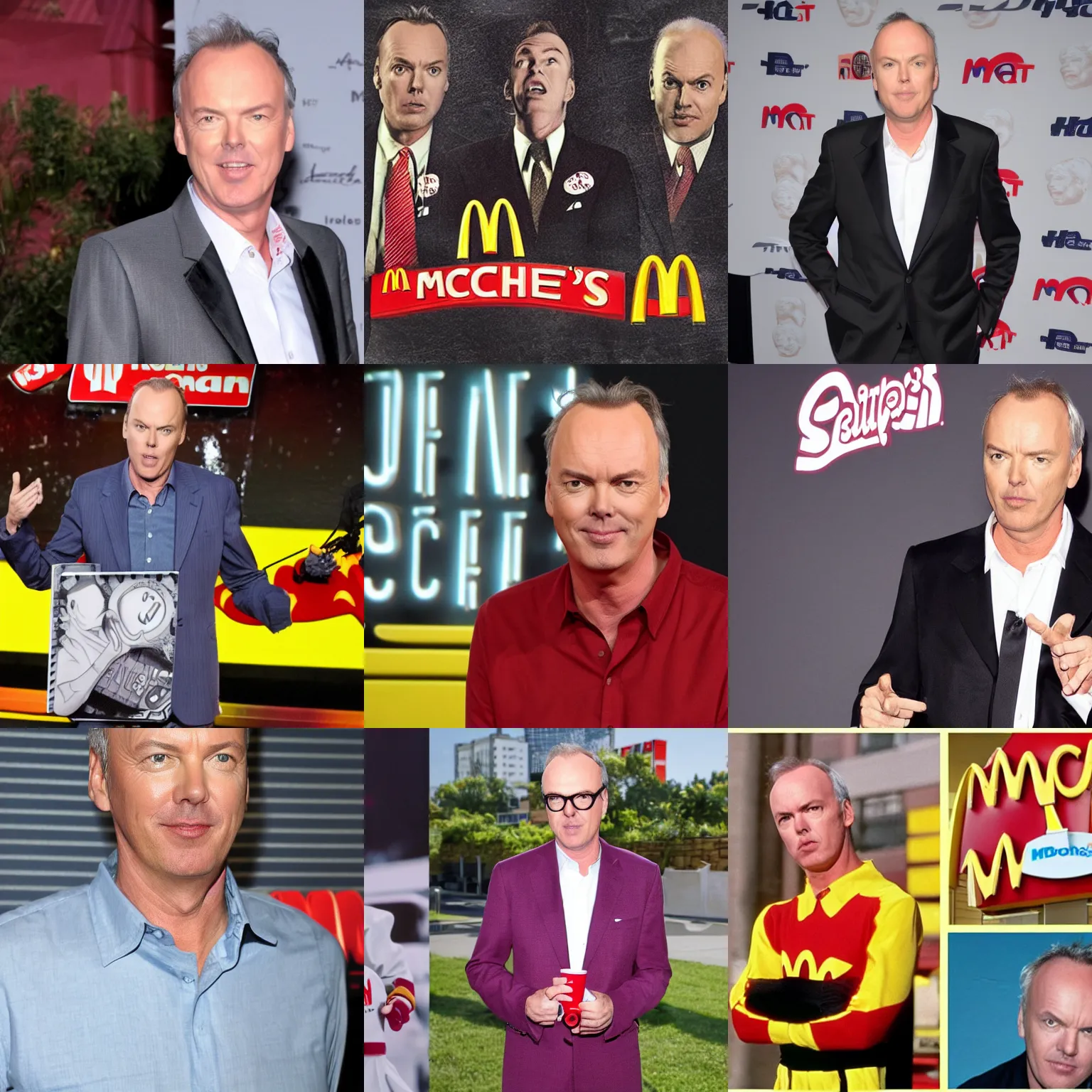 Prompt: Michael Keaton as The Founder of the first McDonald's 2016