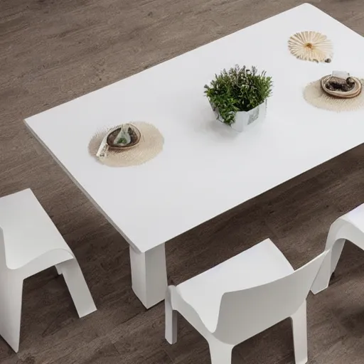 Image similar to a modern fashionable white wooden table design