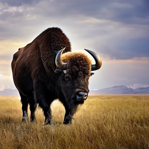 Prompt: national geographic photo of a buffalo