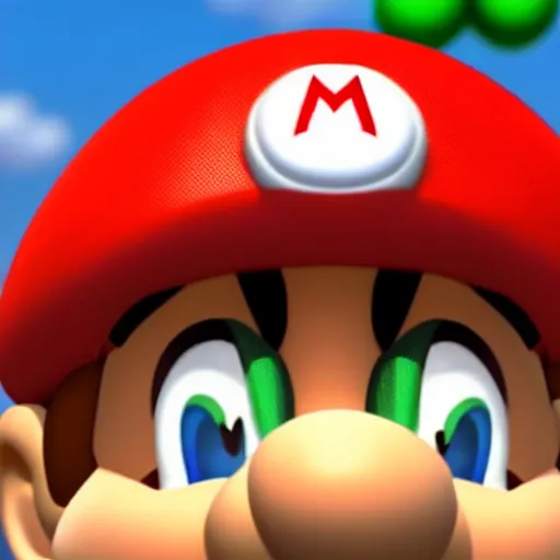 Image similar to extremely zoomed-in photo of Super Mario's face