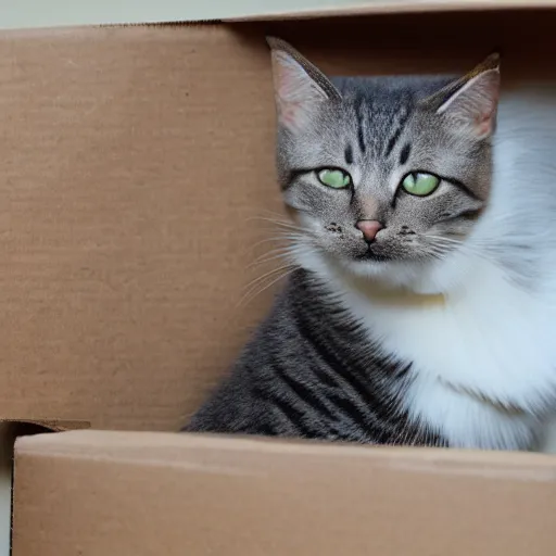 Image similar to cat, cardboard box