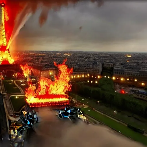 Prompt: eiffel tower on fire, super realistic