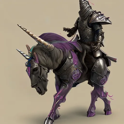 Prompt: a unicorn in a knights plate - armor, style of peter mohrbacher, unreal engine, octane render