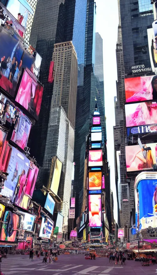 Image similar to beautiful saint mary in bikini in times square