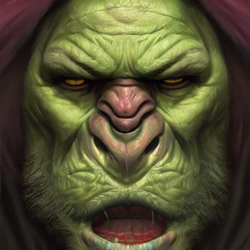 Prompt: An Orc portrait, art by Nathan Fowkes , art station, colorkey scene,