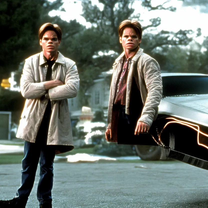 Image similar to michael c hall starring in back to the future movie, movie still, 8 k,