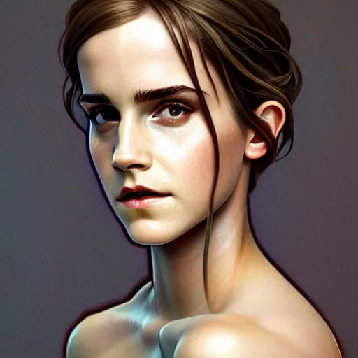 Prompt: emma watson robotic portrait of forest gog, male, clear face, symetrical, masculine, full body, muscular, fantasy, intricate, elegant, highly detailed, digital painting, artstation, concept art, matte, sharp focus, illustration, art by artgerm and greg rutkowski and alphonse mucha