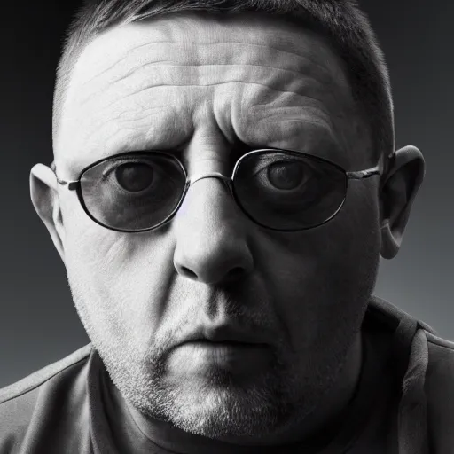 Prompt: photo portrait of shaun ryder staring into the horizon, realistic, hyperrealistic, 8 k resolution, hd quality, very detailed, highly detailed, intricate details, real life, real world, trending on artstation, digital art, really realistic, very realistic, headshot, head in frame, photograph, portrait, head in frame