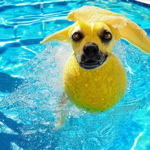 Prompt: lemon swimming in the pool