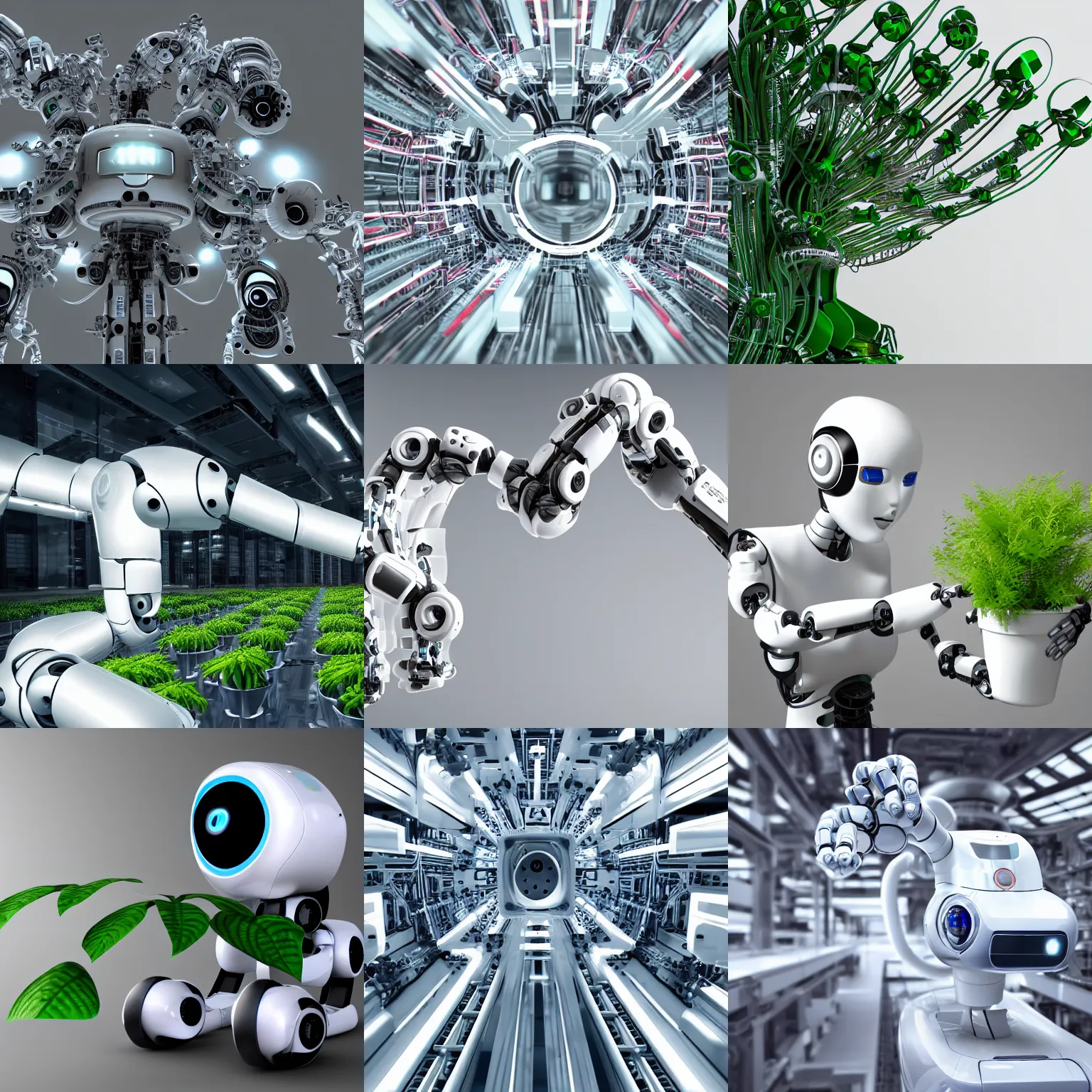 Prompt: robotic plant, 4 k, highly detailed, futuristic, white background