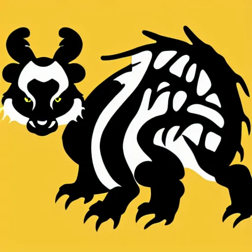 Image similar to vector art of welsh dragon and panda mixed, intercrossed, chimera, adobe illustrator