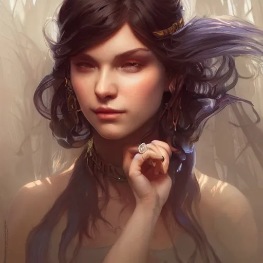 Image similar to Bella Poarch , D&D, fantasy, intricate, cinematic lighting, highly detailed, digital painting, artstation, concept art, smooth, sharp focus, illustration, art by Artgerm and Greg Rutkowski and Alphonse Mucha