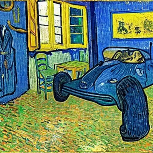 Prompt: a ferrari as painted by vincent van gogh