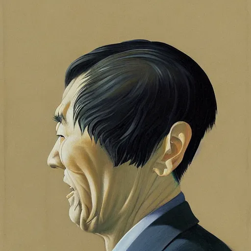 Prompt: Portrait of Japanese wearing a business suit , very coherent, painted by Edward Hopper, Wayne Barlowe, painted by James Gilleard, airbrush, art by JamesJean