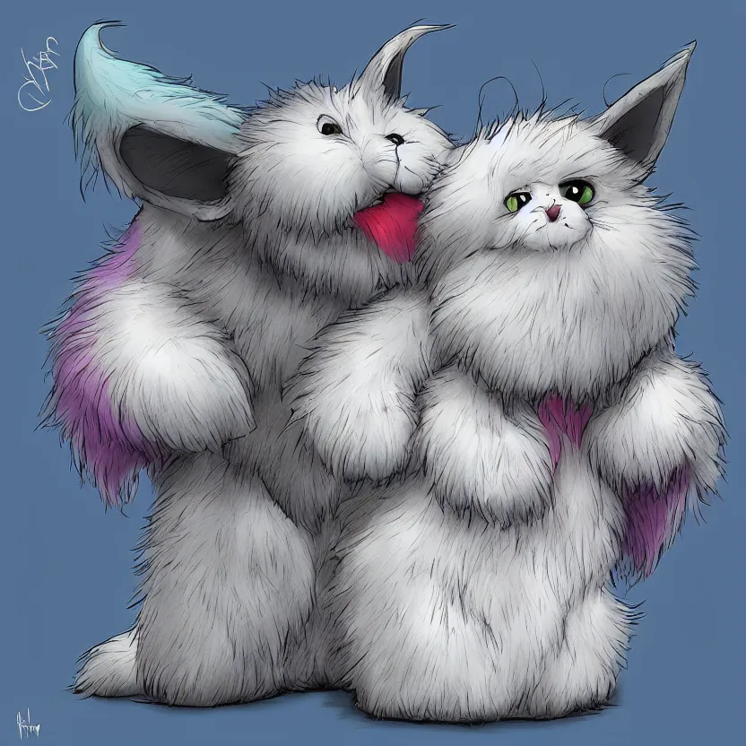 Prompt: Ippity the fluffy monster, super adorable digital art