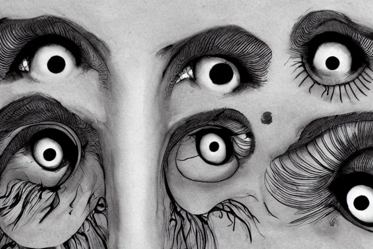 Prompt: a face with many eyes