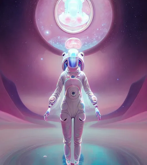 Prompt: Japanese teen beautiful celestial Goddess wearing a futuristic lush spacesuit exposed in cryo chambers by James Jean, intricate, majestic, chic, elegant, highly detailed, centered, digital painting, high-end pink light, artstation, concept art, smooth, sharp focus, illustration, by Peter Mohrbacher, WLOP