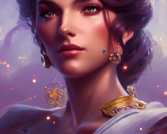 Image similar to miss universe, 8 k, deep focus, d & d, fantasy, intricate, elegant, highly detailed, digital painting, artstation, concept art, matte, sharp focus, illustration, hearthstone, art by artgerm and greg rutkowski and alphonse mucha