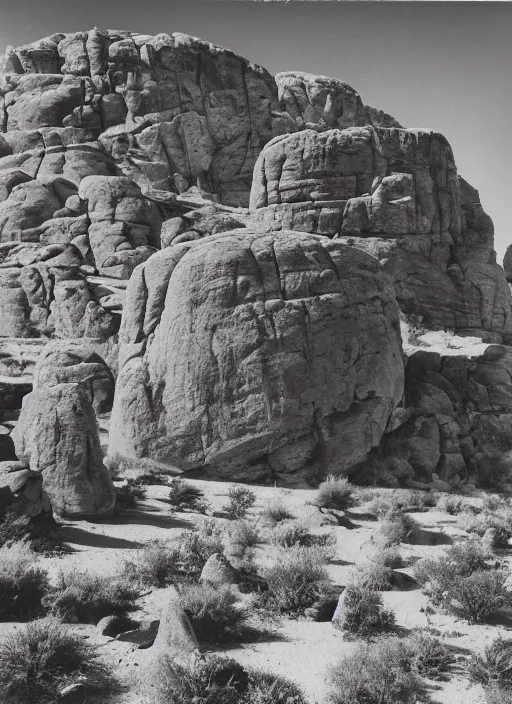 Image similar to Photo of rock formations towering over sparse desert vegetation among rocks and boulders, Utah, albumen silver print, Smithsonian American Art Museum