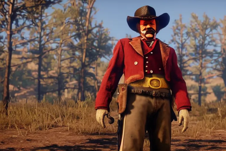 Prompt: ronald mcdonald in red dead redemption 2
