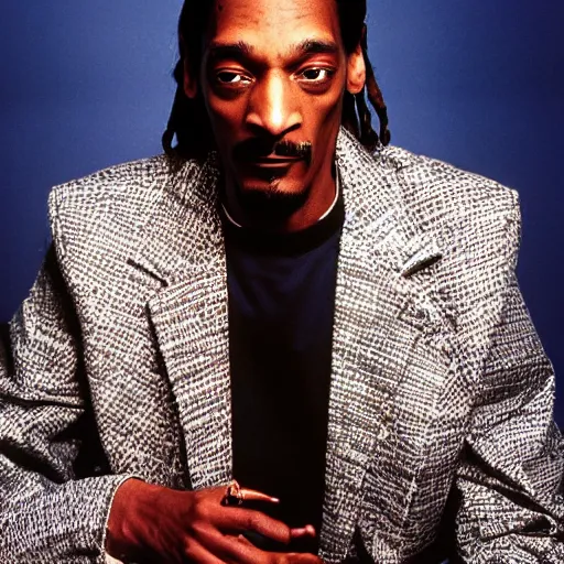 Prompt: photo of Snoop Dogg smoking a blunt for a 1990s sitcom tv show poster, Studio Photograph, portrait,