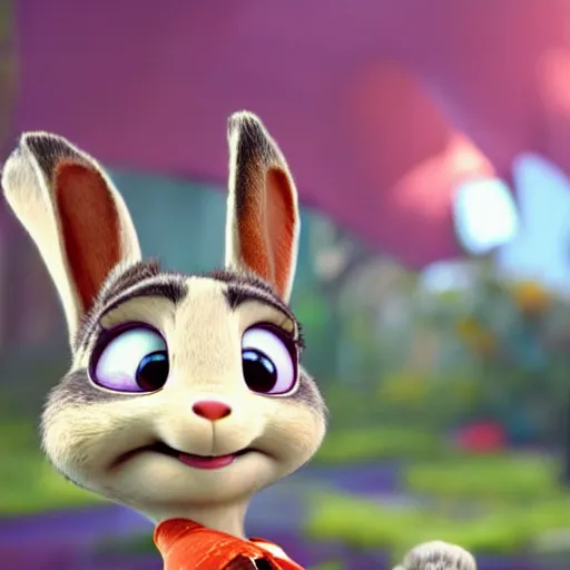 Image similar to maxim playboy judy hopps standing pin - up. zootopia ( 2 0 1 8 ). pixar studios official media. cinematic still. xenomorph.