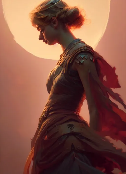 Image similar to side portrait, imogen poots, paladin, gloomhaven, organic painting, hard edges, luminescent, octane render, by greg manchess, huang guangjian, gil elvgren, sachin teng, greg rutkowski, jesper ejsing, rhads, ilya kuvshinov, cushart krenz