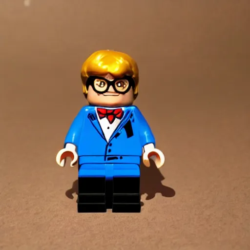 Image similar to austin powers, painted miniature minifigure, photo booth macro photography, realistic