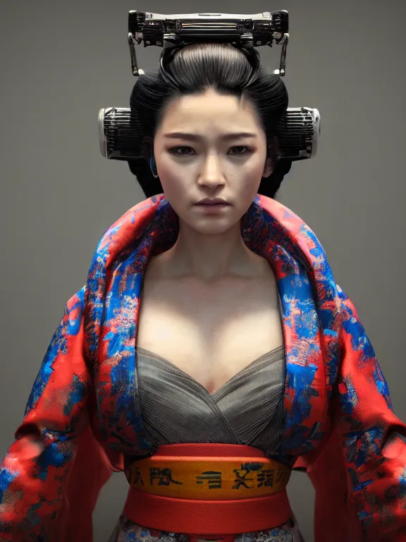 Prompt: portrait art of cyberpunk geisha 8k ultra realistic, detailed,intricate, full of colour, cinematic lighting, trending on artstation, 4k, hyperrealistic, focused, extreme details,unreal engine 5, cinematic, masterpiece