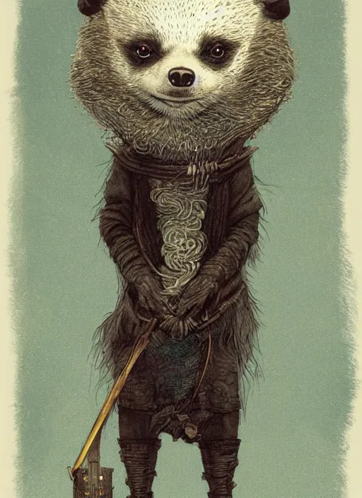 Prompt: a fantasy chibi illustration portrait of an anthropomorphic badger mage, by victo ngai, by stephen gammell, by george ault, artstation