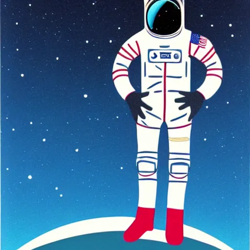 Image similar to An astronaut in space, in the style of hiroshi nagai