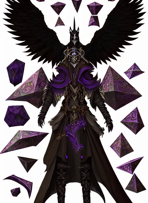 Image similar to raven warlock, wind magic, exquisite details, full body character design, dungeons and dragons white background, by studio muti