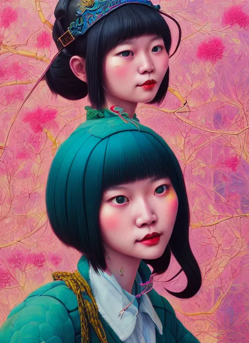 Image similar to pretty yunnan girl : : by martine johanna and simon stalenhag and chie yoshii and casey weldon and wlop : : ornate, dynamic, particulate, rich colors, intricate, elegant, highly detailed, centered, artstation, smooth, sharp focus, octane render, 8 k