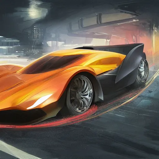 Image similar to custom street racing car, elegant, digital painting, concept art, smooth, sharp focus, art style from Wang Ke and Greg Rutkowski and Bruce Kaiser and Scott Robertson and Dmitry Mazurkevich and Doruk Erdem and Jon Sibal, small style cue from iRobots