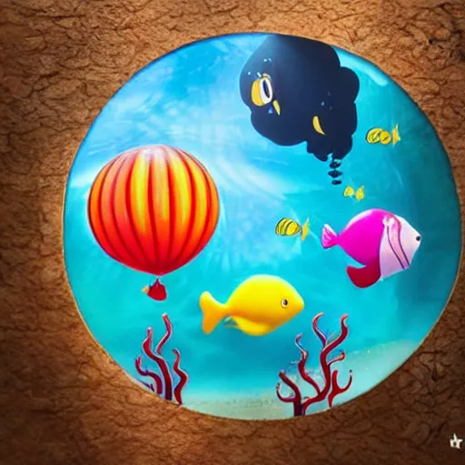 Image similar to balloonamilas, under the sea, little mermaid, realistic, hd, dramatic lighting