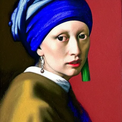 Image similar to trump with pearl earring, art by vermeer,