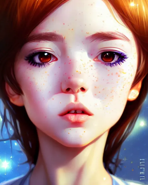 Image similar to portrait anime space cadet girl cute - fine - face, pretty face, realistic shaded perfect face, fine details. anime. realistic shaded lighting by ilya kuvshinov giuseppe dangelico pino and michael garmash and rob rey, iamag premiere, aaaa achievement collection, elegant freckles, fabulous, eyes open in wonder