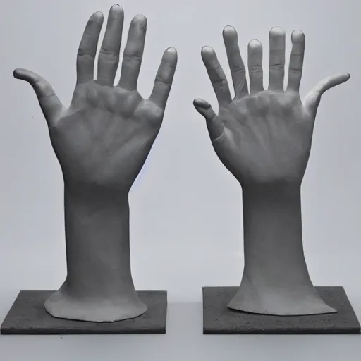 Image similar to hand sculptures in the style of bruce nauman, hyperreal - h 6 4 0