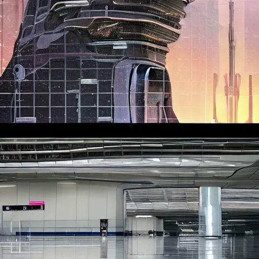 Prompt: sci-fi brutalism airport wall structure motherboard on the coronation of napoleon painting and digital billboard in the middle, unreal engine 5, keyshot, octane, artstation trending, ultra high detail, ultra realistic, cinematic, 8k, 16k, in style of zaha hadid, in style of Lee SOUDER, colors in style of the Blade Runner 2049, in plastic, dark, tilt shift,