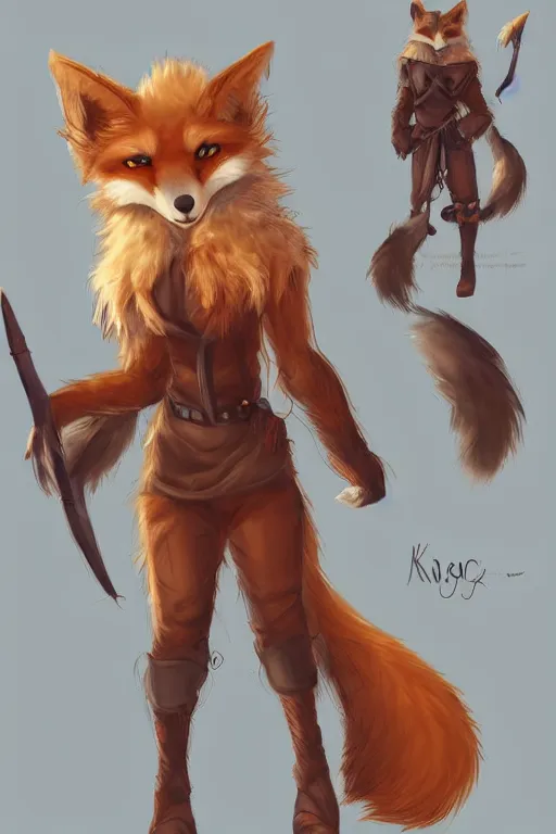 Image similar to an anthropomorphic medieval fox with a fluffy tail, backlighting, trending on artstation, digital art, furry art, trending on furaffinity, fantasy art, by kawacy