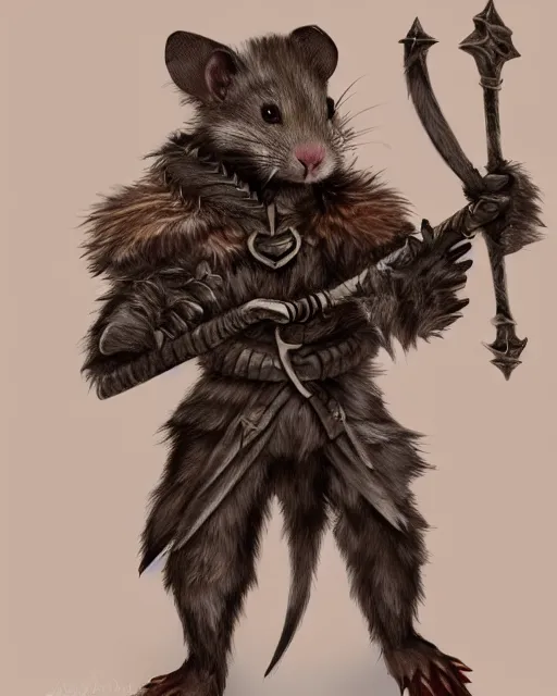 Image similar to a full body shot of an anthro furry rat wearing a fantasy armor holding a bow, fantasy, artstation, furry art, furaffinity, deviantart, symmetrical, highly detailed, award winning, trending