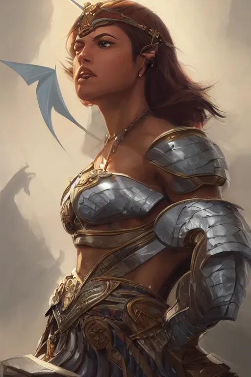 Image similar to amazon valkyrie athena, d & d, fantasy, portrait, highly detailed, headshot, digital painting, trending on artstation, concept art, sharp focus, illustration, art by artgerm and greg rutkowski and magali villeneuve