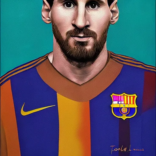 Image similar to a portrait of lionel messi in a scenic environment by tomma abts