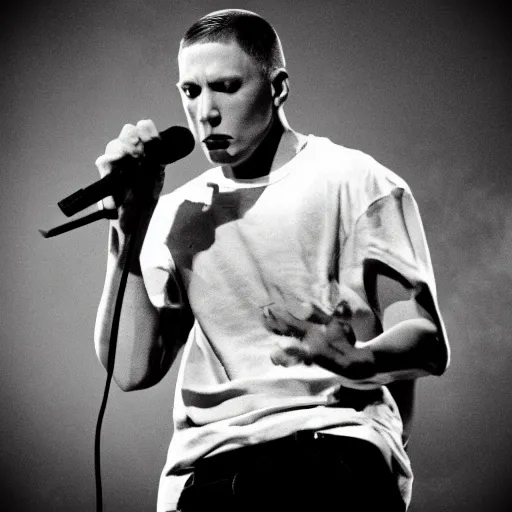 Image similar to eminem rapping against hitler