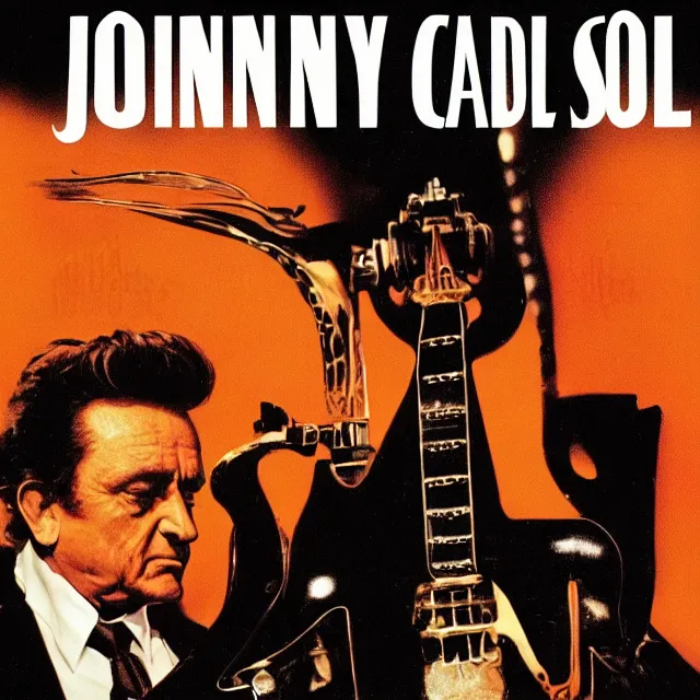 Prompt: album cover for Johnny Cash: The Snake Oil Tapes, album art by Syd Mead, snake oil album, snakes, no text