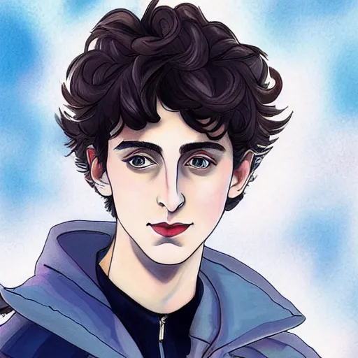 Image similar to portrait of timothee chalamet, anime style