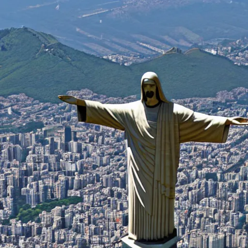 Prompt: photo of christ the redeemer statue dabbing