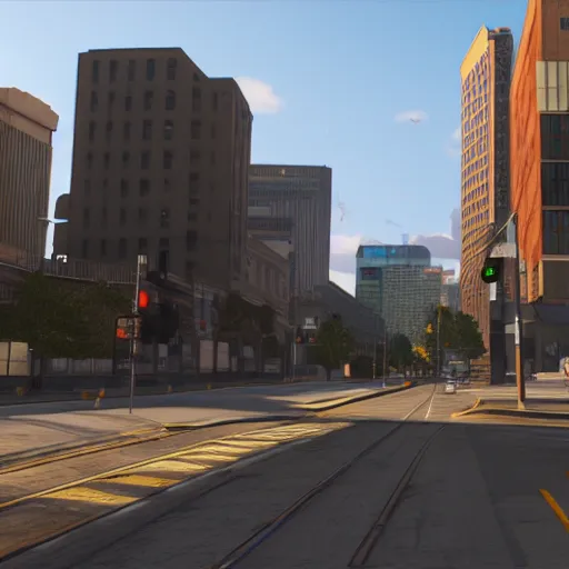 Prompt: concept art Grand Theft Auto downtown Winnipeg, Highly Detailed, Unreal engine 5, HD, 8k, GTX 3090