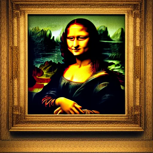 Prompt: stoned mona lisa detailed realistic retouching